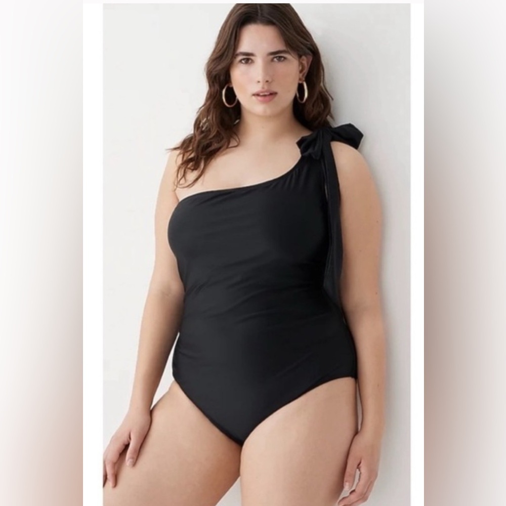 NWT J. Crew one-shoulder black one piece swimsuit